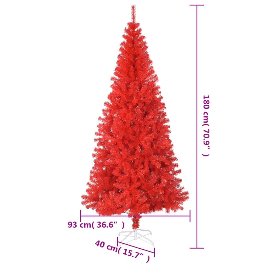 Vidaxl Árbol De Navidad Artificial Con Soporte Pvc Rojo 180 Cm_2