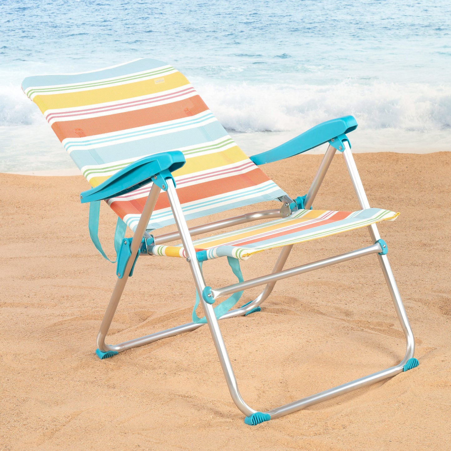 Aktive Silla Playa Plegable Aluminio A Rayas Multicolor 5 Posiciones Con Sistema Antivuelco_2