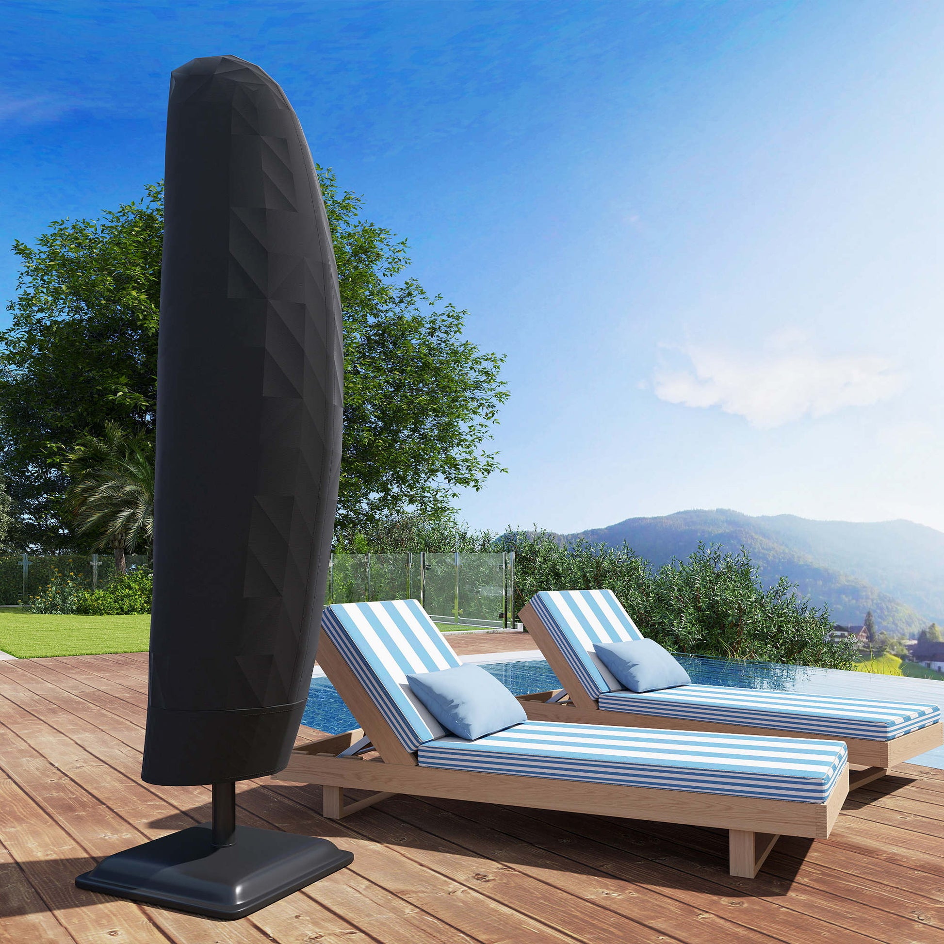 Outsunny Funda Protectora De Sombrilla Impermeable Tela Oxford Ø56x220 Cm Negro_3
