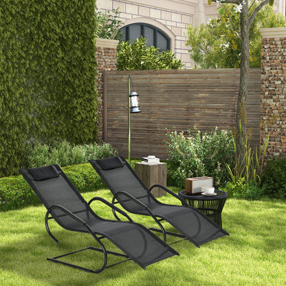 Outsunny Juego De 2 Tumbonas De Jardín Relax Con Reposapiés 160x59,5x83 Cm Negro_1