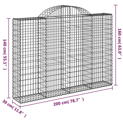 Cestas De Gaviones 2 Uds Forma De Arco Hierro 200x30x140/160 Cm_5