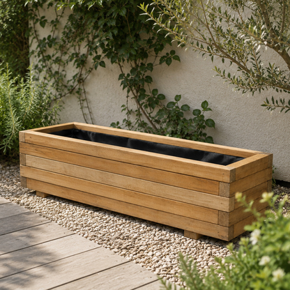 Jardinera Rectangular De Madera De Pino Tratada Exterior 120x50x42 Cm Marrón 179 L_1