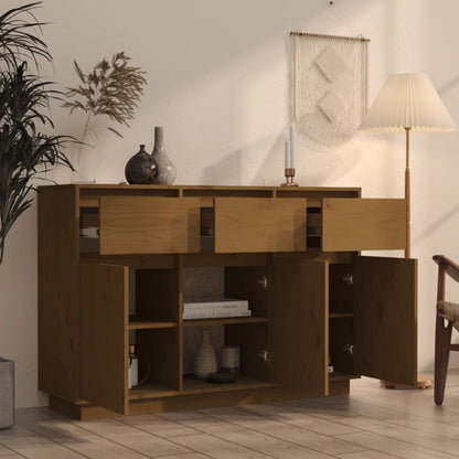 Aparador De Madera Maciza De Pino Marrón Miel 110x34x75 Cm / Vetonek_3