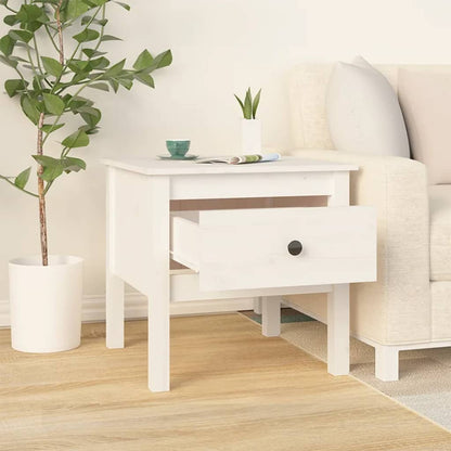 Mesa Auxiliar De Madera Maciza De Pino Blanco 50x50x49 Cm_1