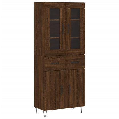 Aparador Alto Madera Contrachapada Marrón Roble 69,5x34x180 Cm_1