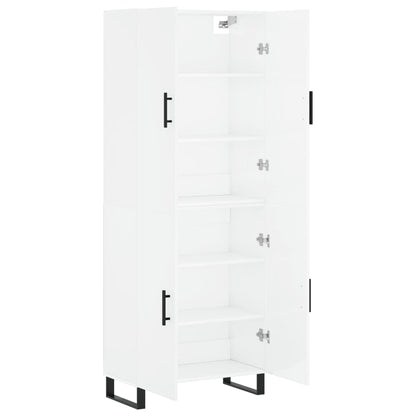 Aparador Alto Madera Contrachapada Blanco Brillo 69,5x34x180 Cm_3