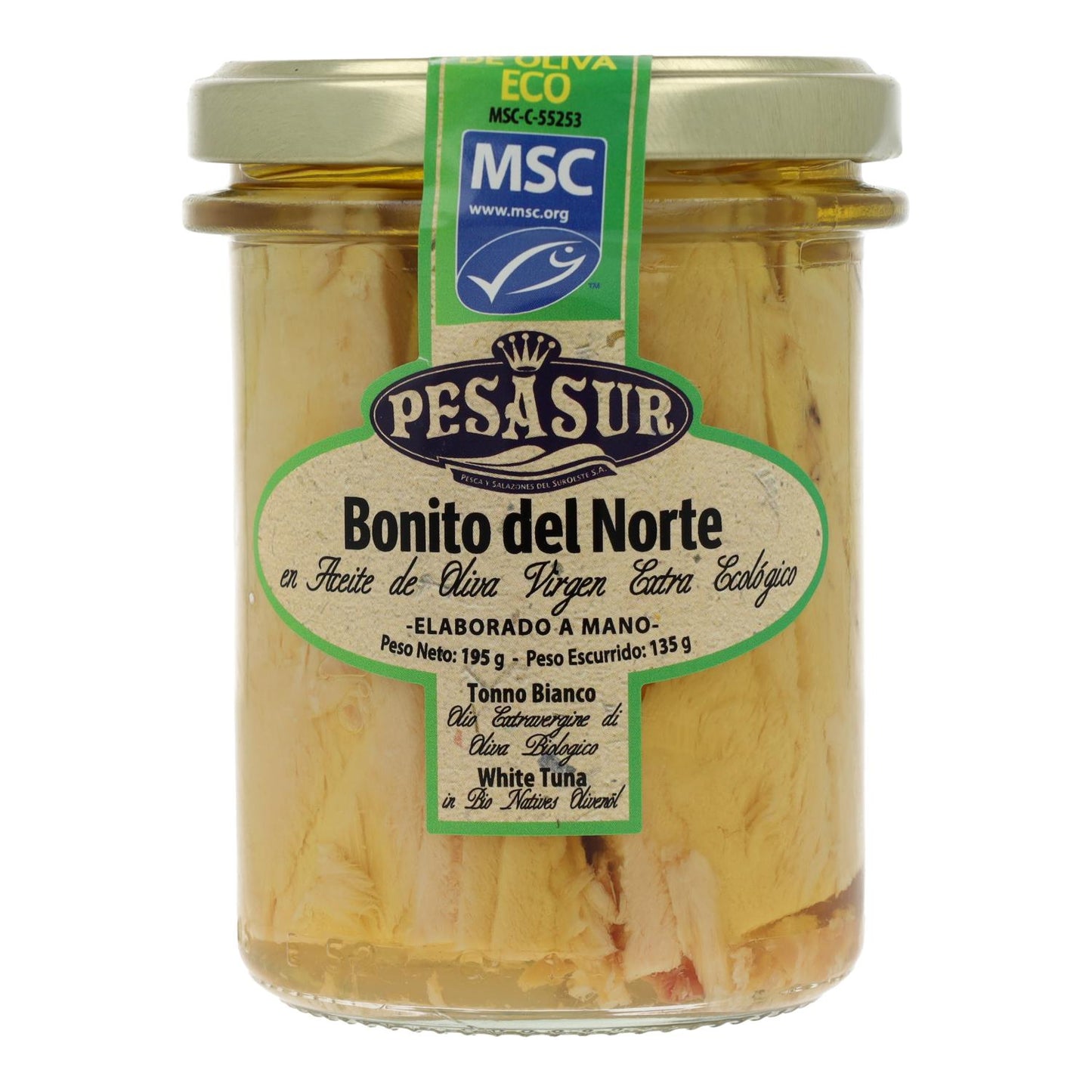 Bonito do norte em frasco de vidro Pesasur, 195 g