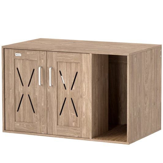 Pawhut Mueble Arenero Para Gatos 3 En 1 Con Puertas Estera Para Rascar Marrón_0