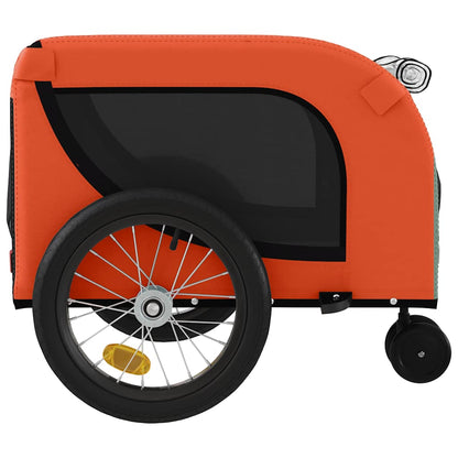 Remolque De Bicicleta Mascotas Hierro Tela Oxford Naranja Negro_5