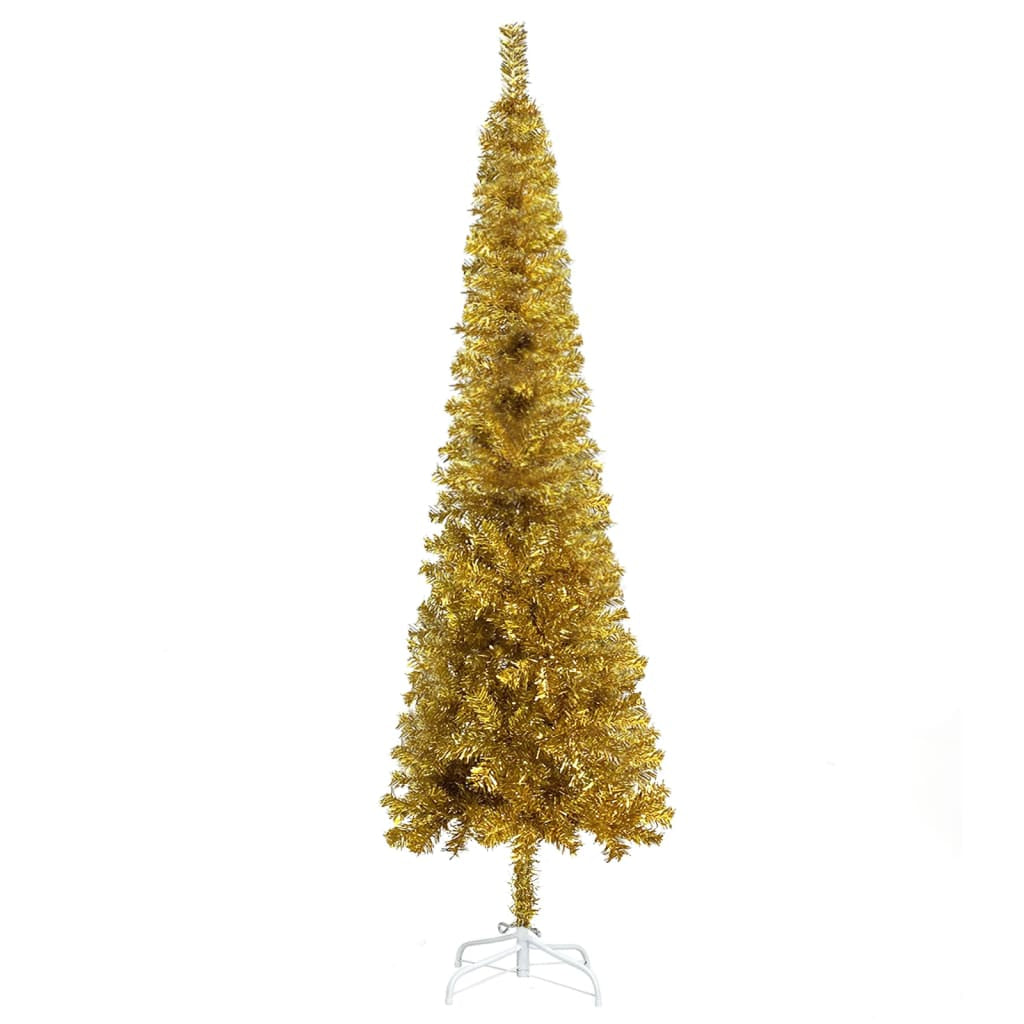 Vidaxl Árbol De Navidad Delgado Dorado 150 Cm_1