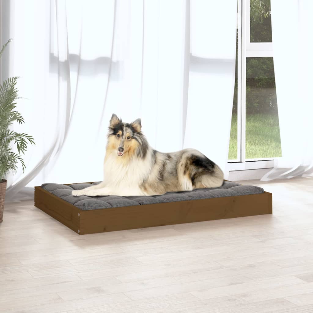 Cama Para Perros Madera Maciza Pino Marrón Miel 91,5x64x9 Cm / Vetonek_1