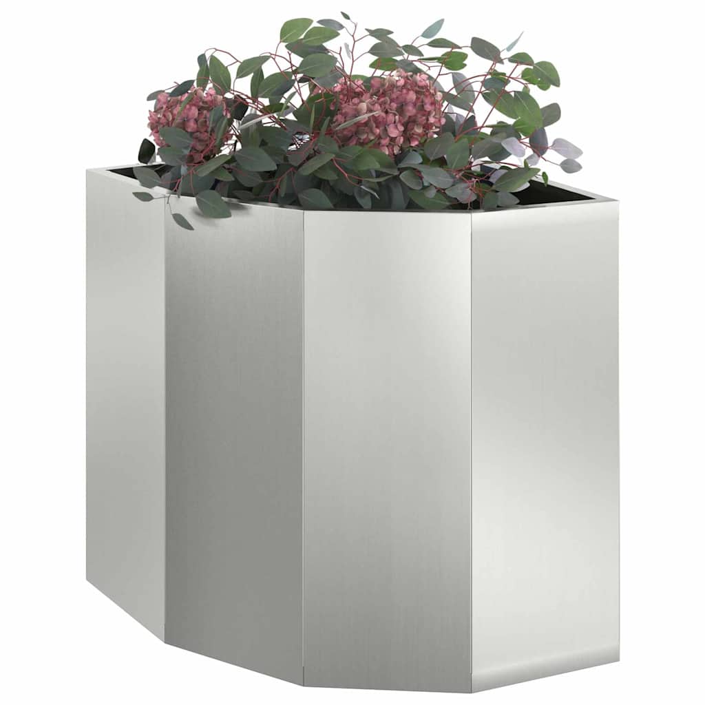 Macetero De Esquina Plateado 45 X 45 X 50 Cm Acero Galvanizado_2