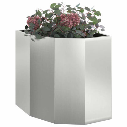Macetero De Esquina Plateado 45 X 45 X 50 Cm Acero Galvanizado_2