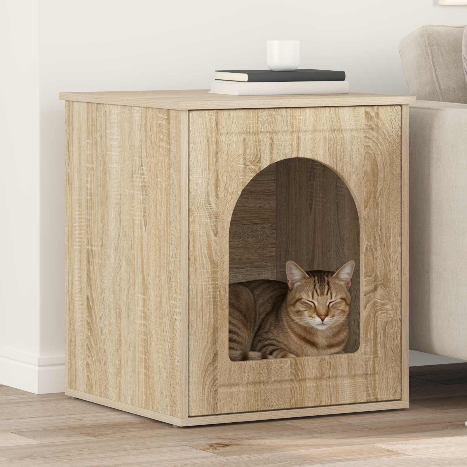 Casa Para Gatos Sonoma 53 X 52 X 62 Cm Madera De Ingeniería_1