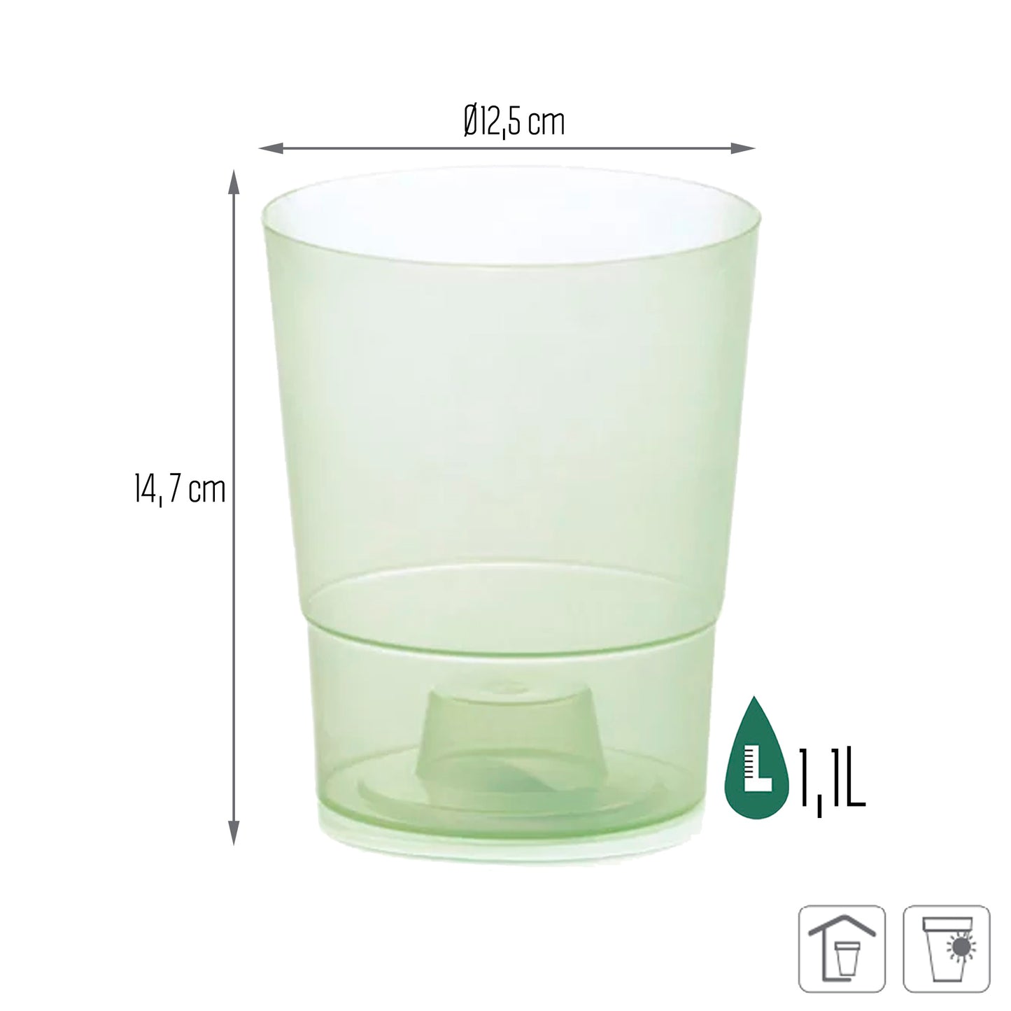 Maceta Coubi Orchid 1,1l., Dimensiones (mm) 125x125x147, Color Verde Transparente