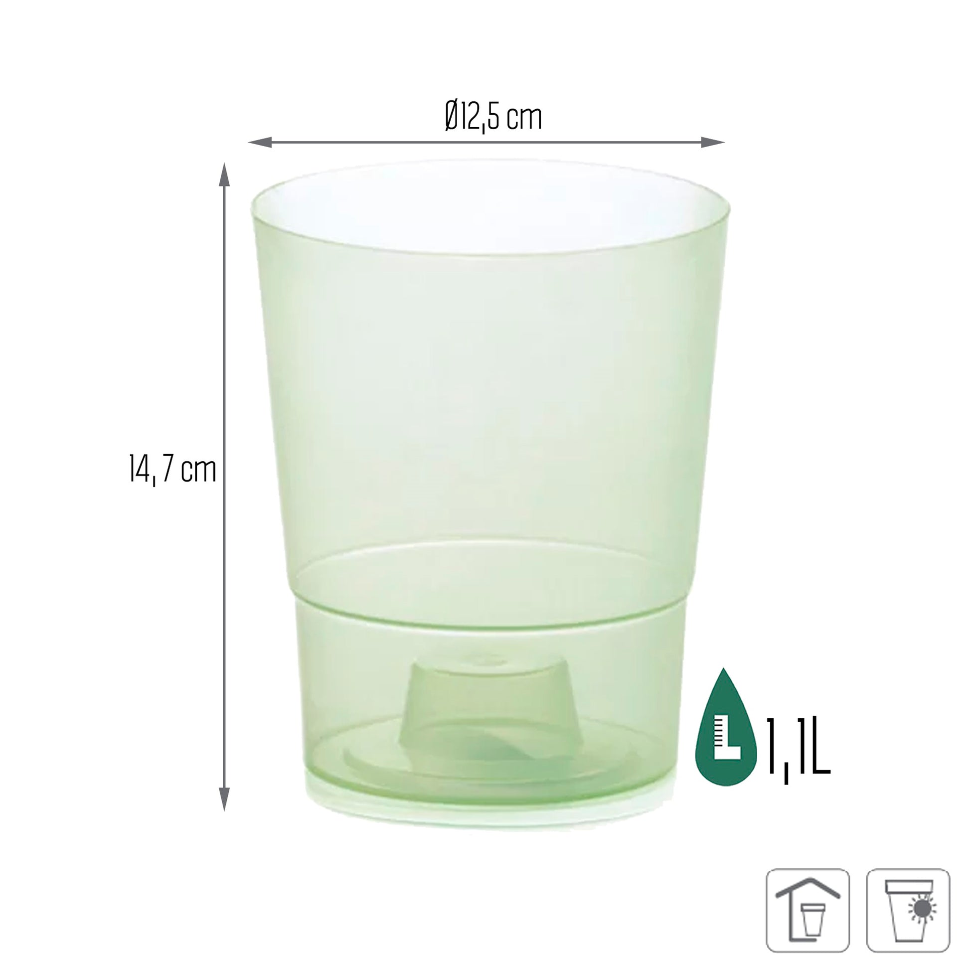 Maceta Coubi Orchid 1,1l., Dimensiones (mm) 125x125x147, Color Verde Transparente