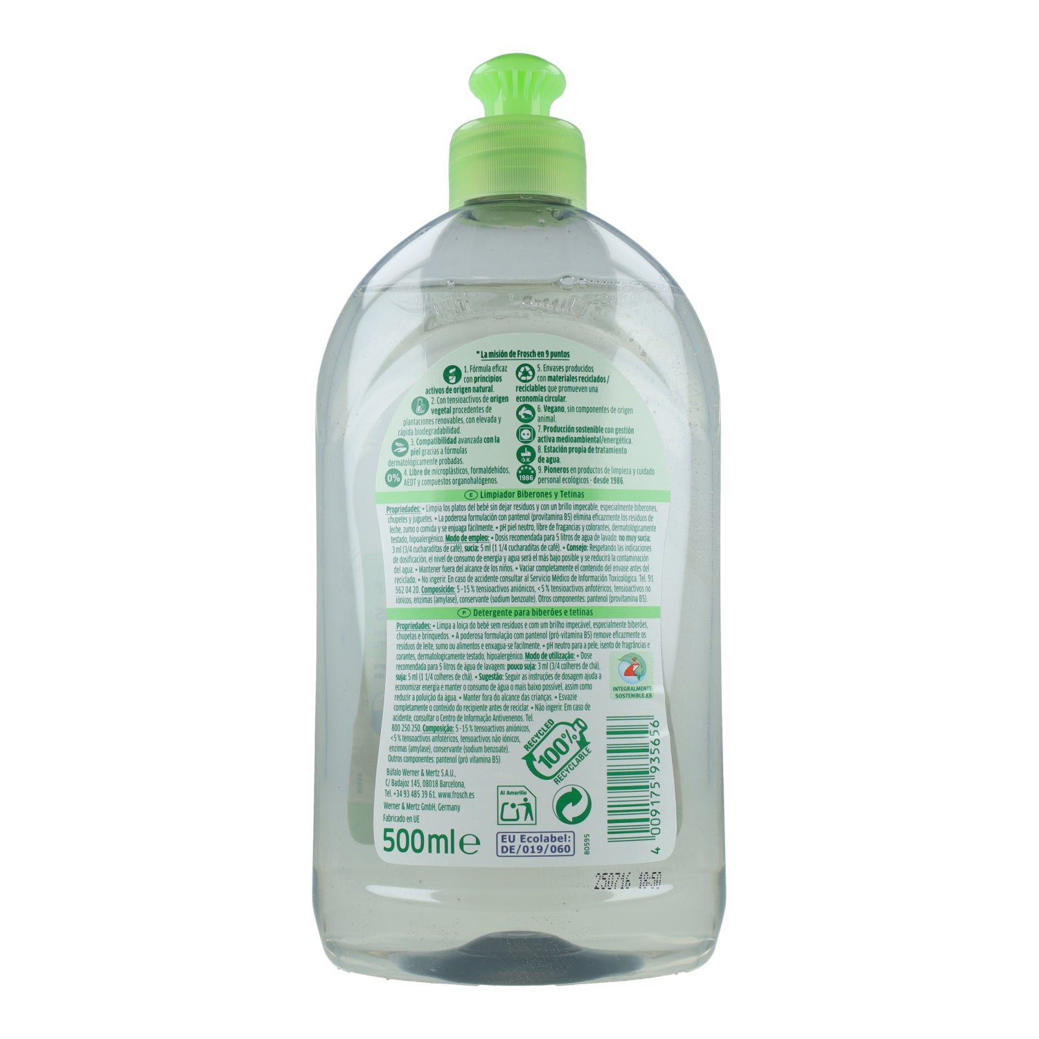 Limpador de biberões e tetinas Frosch 500 ml