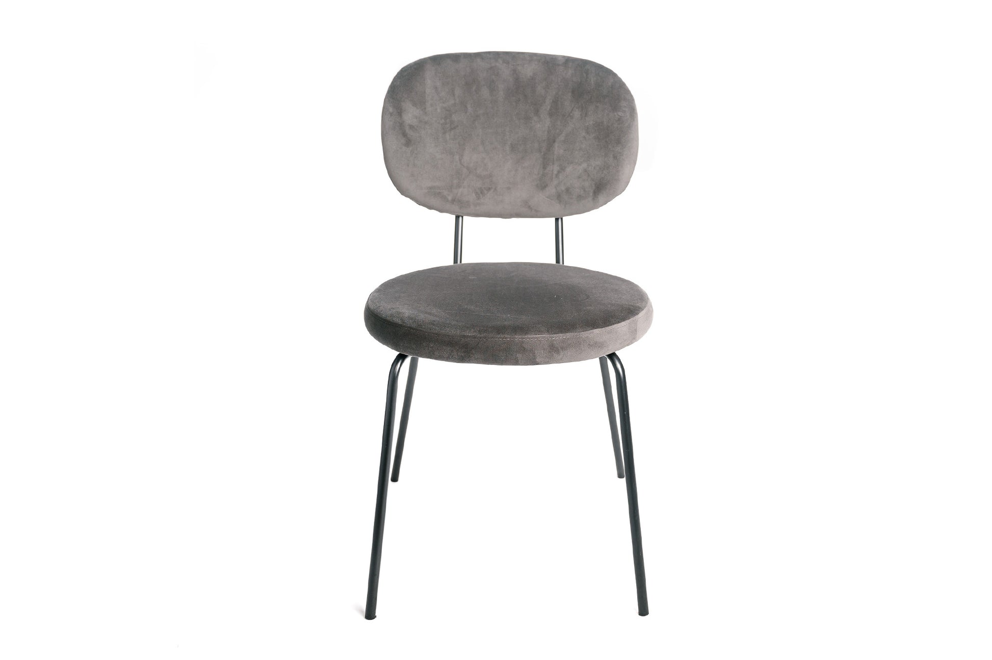Juego De 4 Sillas De Comedor De Terciopelo Gris Con Patas De Metal Industrial 44x58x80cm- Muebles De Comedor_1