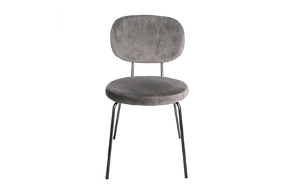 Juego De 4 Sillas De Comedor De Terciopelo Gris Con Patas De Metal Industrial 44x58x80cm- Muebles De Comedor_1