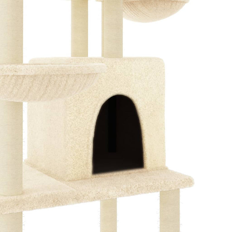Vidaxl Rascador Para Gatos Con Postes De Sisal Crema 180 Cm_5