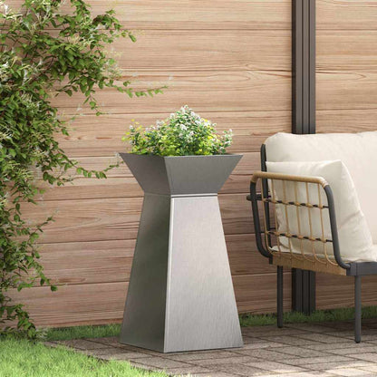 Maceta Pilar 2 Uds. Plateado 35 X 35 X 73 Cm Acero Inoxidable_1