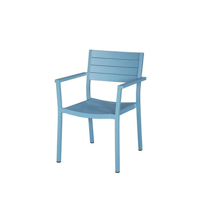 Lote De 6 Sillas De Jardín Apilables De Aluminio Azul - Muebles De Jardín - 57x59x82cm_0