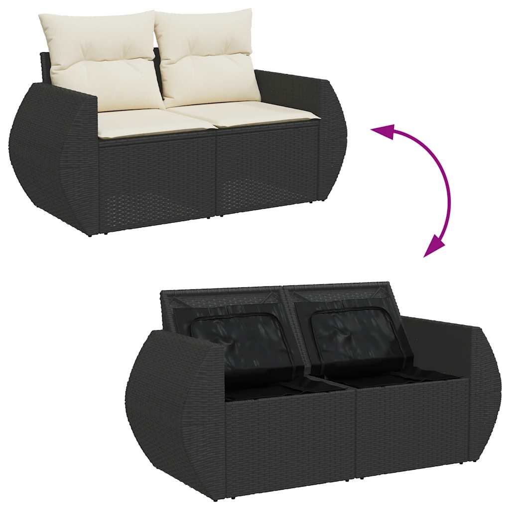 Set De Sofás De Jardín Y Cojines 10 Pzas Ratán Sintético Negro / Vetonek_5