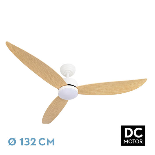 Ventilador Dc Genil 24w Blanco 3aspas Haya 132d 2424lm 3000-4000-6500k Remoto+temporizador+memoria_0
