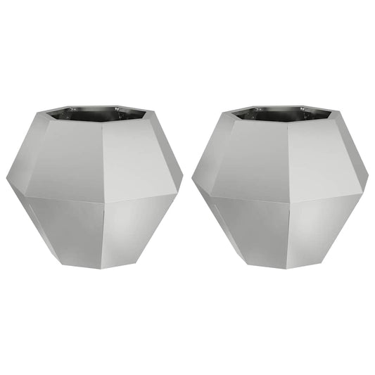 Jardinera 2 Uds. Plateado 50 X 50 X 40 Cm Acero Galvanizado_0