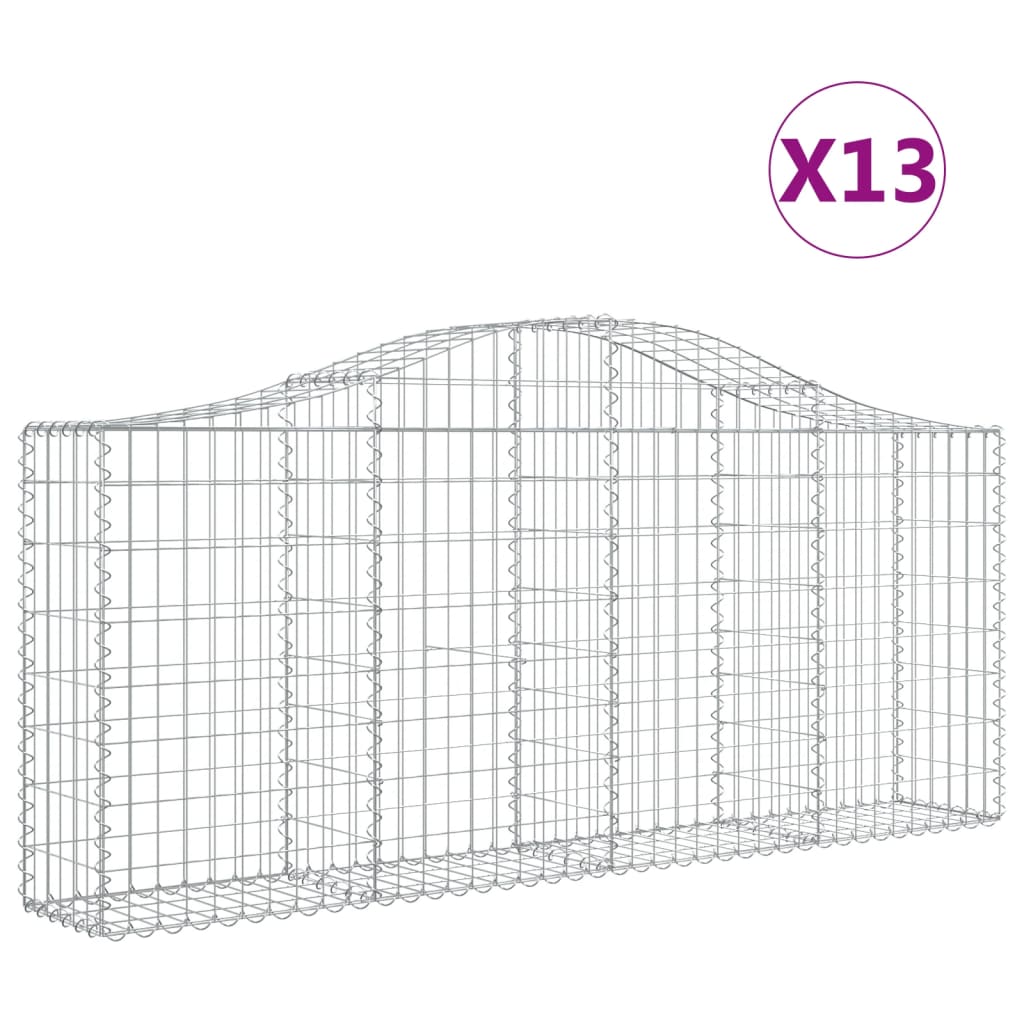Cestas De Gaviones 13 Uds Forma De Arco Hierro 200x30x80/100 Cm_0
