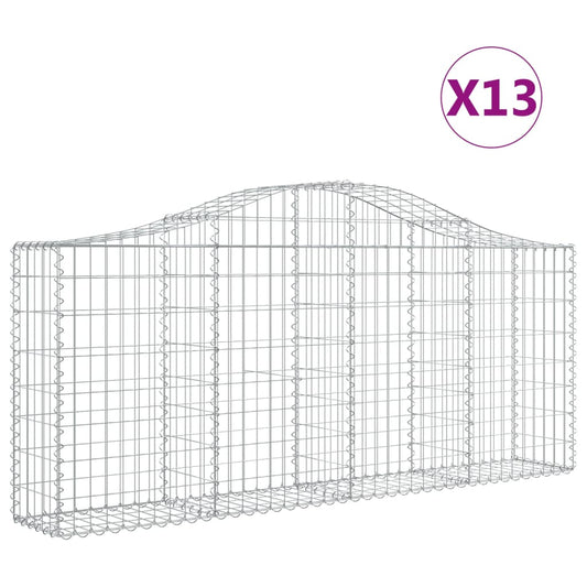 Cestas De Gaviones 13 Uds Forma De Arco Hierro 200x30x80/100 Cm_0