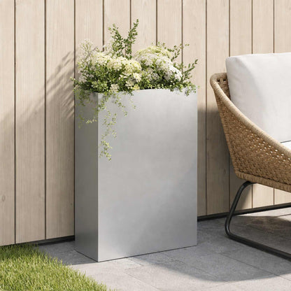 Macetero De Jardín Plateado 50 X 20 X 75 Cm Acero Inoxidable_1