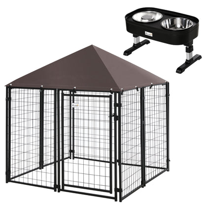 Pawhut Conjunto Para Mascotas 2 Piezas 141x141x153 Cm 43x25x30 Cm Negro_0