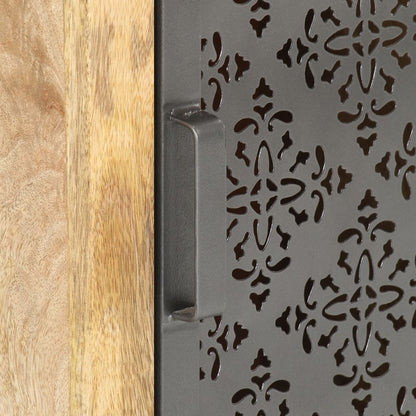 Mesita De Noche Con Puerta Madera Maciza De Mango 40x30x50 Cm_4