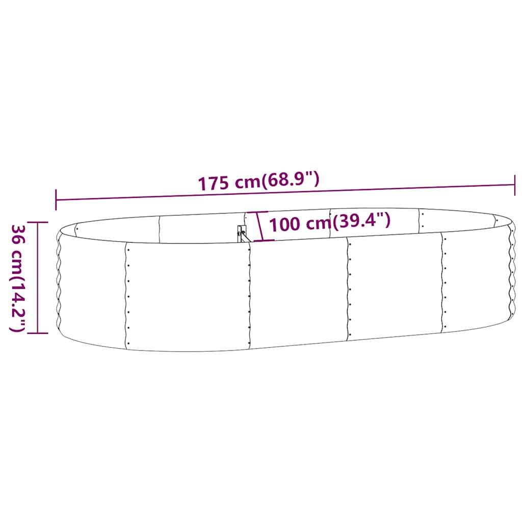 Jardinera Arriate Acero Galvanizado Antracita 175x100x36cm_5