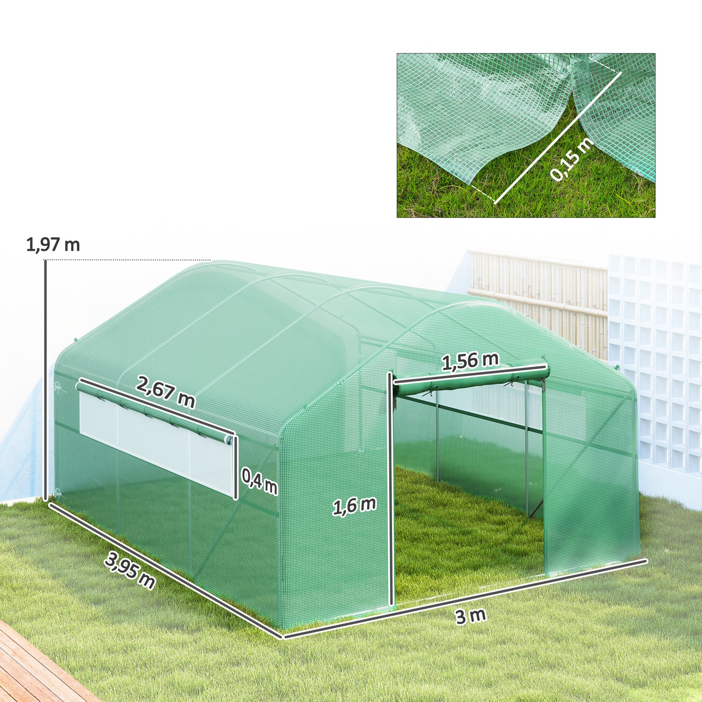 Outsunny Invernadero De Exterior 4x3x2 M Con Cubierta De Pe Anti-uv Verde_2
