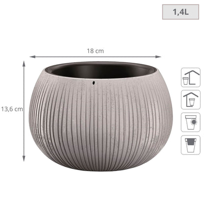 Prosperplast Beton Bowl De Plástico Con Depósito En Color Cemento, 13,6 (alto) X 18 (ancho) X 18 (profundo) Cms_1