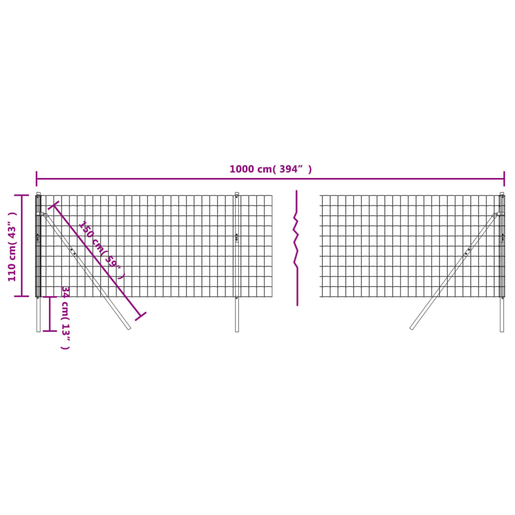 Cerca De Alambre De Acero Galvanizado Gris Antracita 1,1x10 M / Vetonek_2