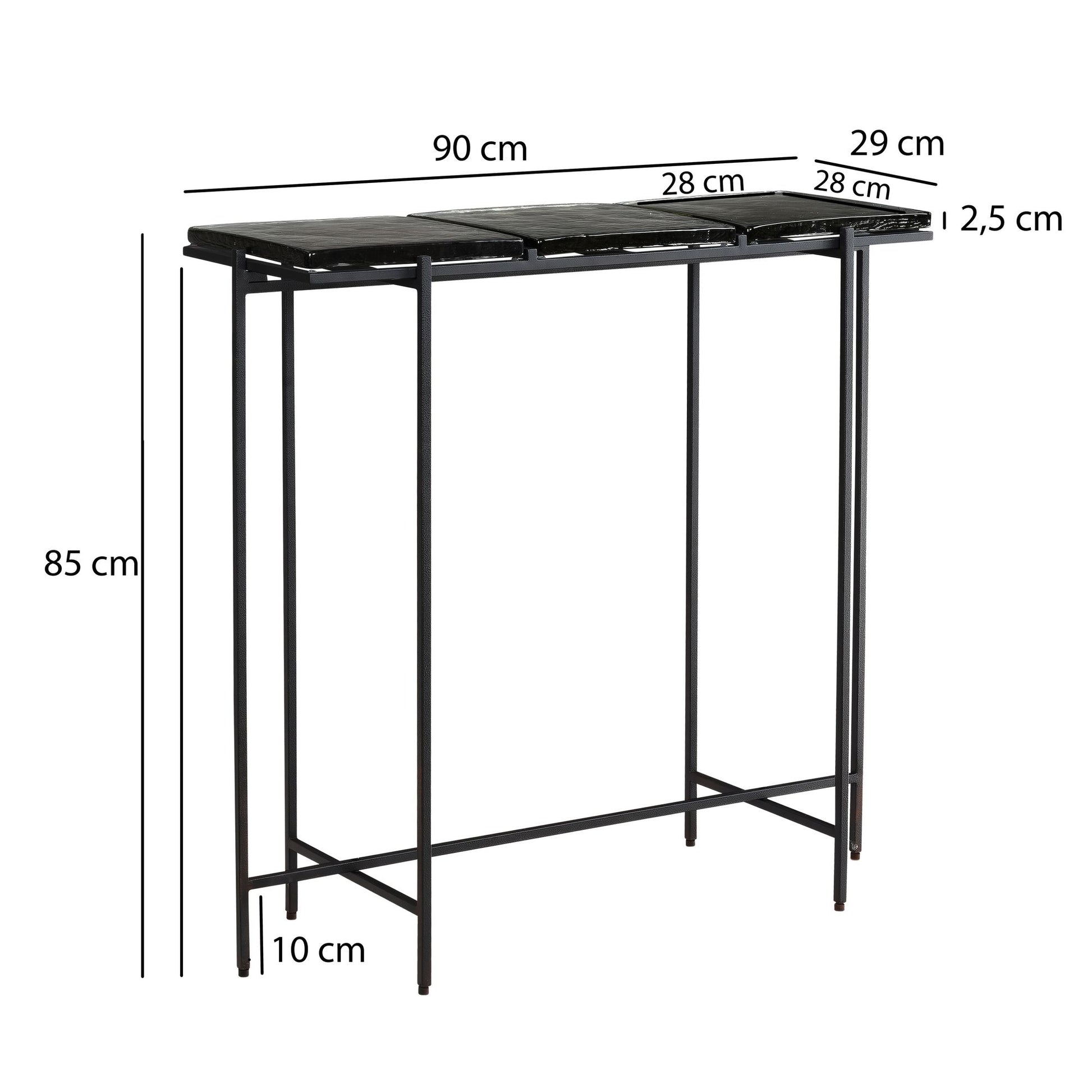 Mesa Consola Negra 90x29x85 Cm_3