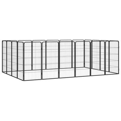 Jaula Perros 20 Paneles Acero Recubierto Polvo Negro 50x100cm_1
