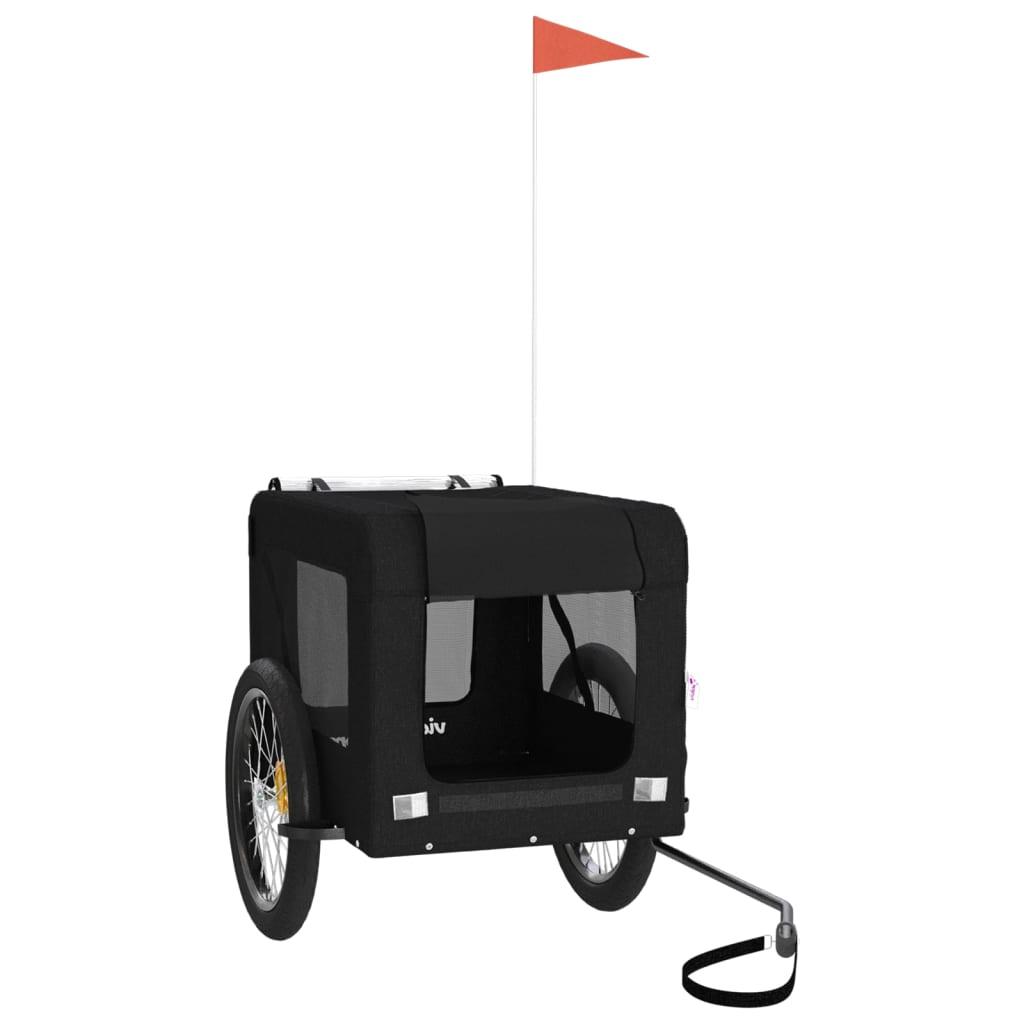Remolque De Bicicleta Mascotas Hierro Tela Oxford Negro_2
