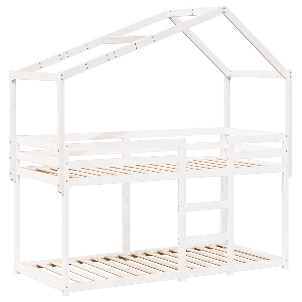 Techo De Cama Infantil Madera Maciza Blanco 213x95,5x144,5 Cm_2