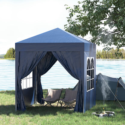 Outsunny Carpa Plegable 2x2m Exterior Con 4 Paredes Y Bolsa De Transporte Azul_1