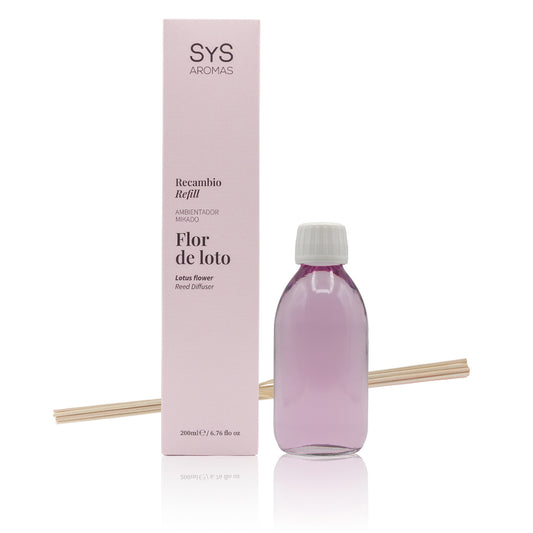 Recambio Mikado de Flor de Loto Origins SYS Aromas 200 ml | Con Palos | Aroma Floral y Relajante_0