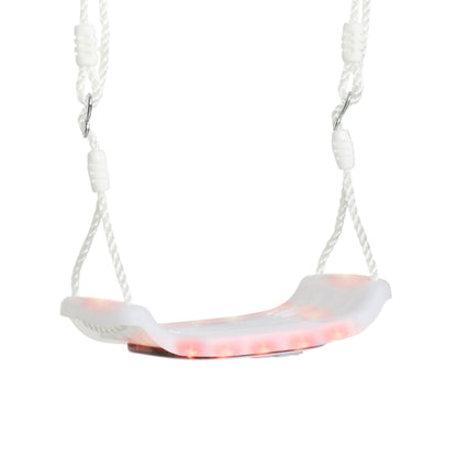 Outsunny Columpio Para Niños De 3-6 Años Con Luces Led 39x16,5x120-180 Cm Blanco_0