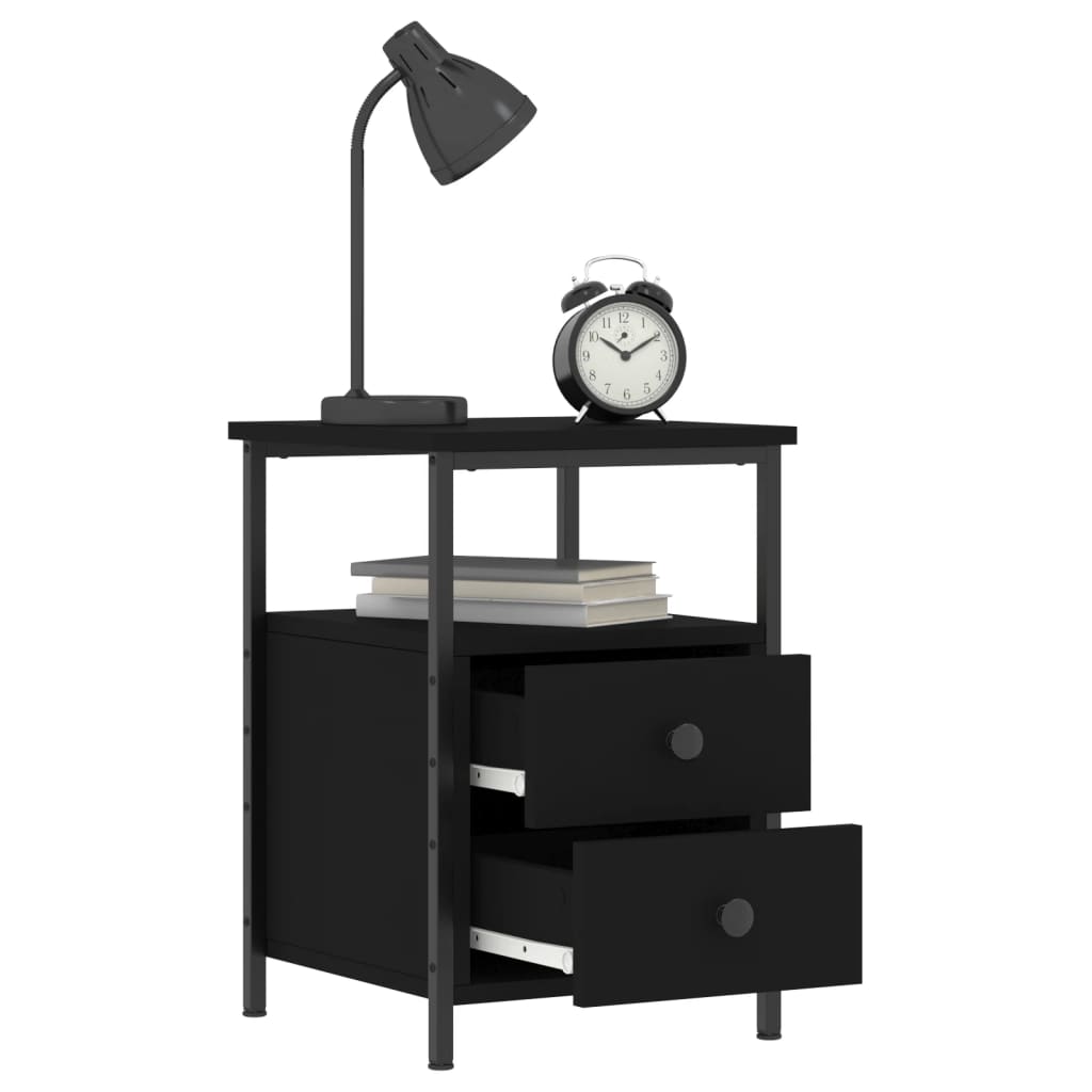 Mesita De Noche Madera De Ingeniería Negro 34x35,5x50 Cm_2