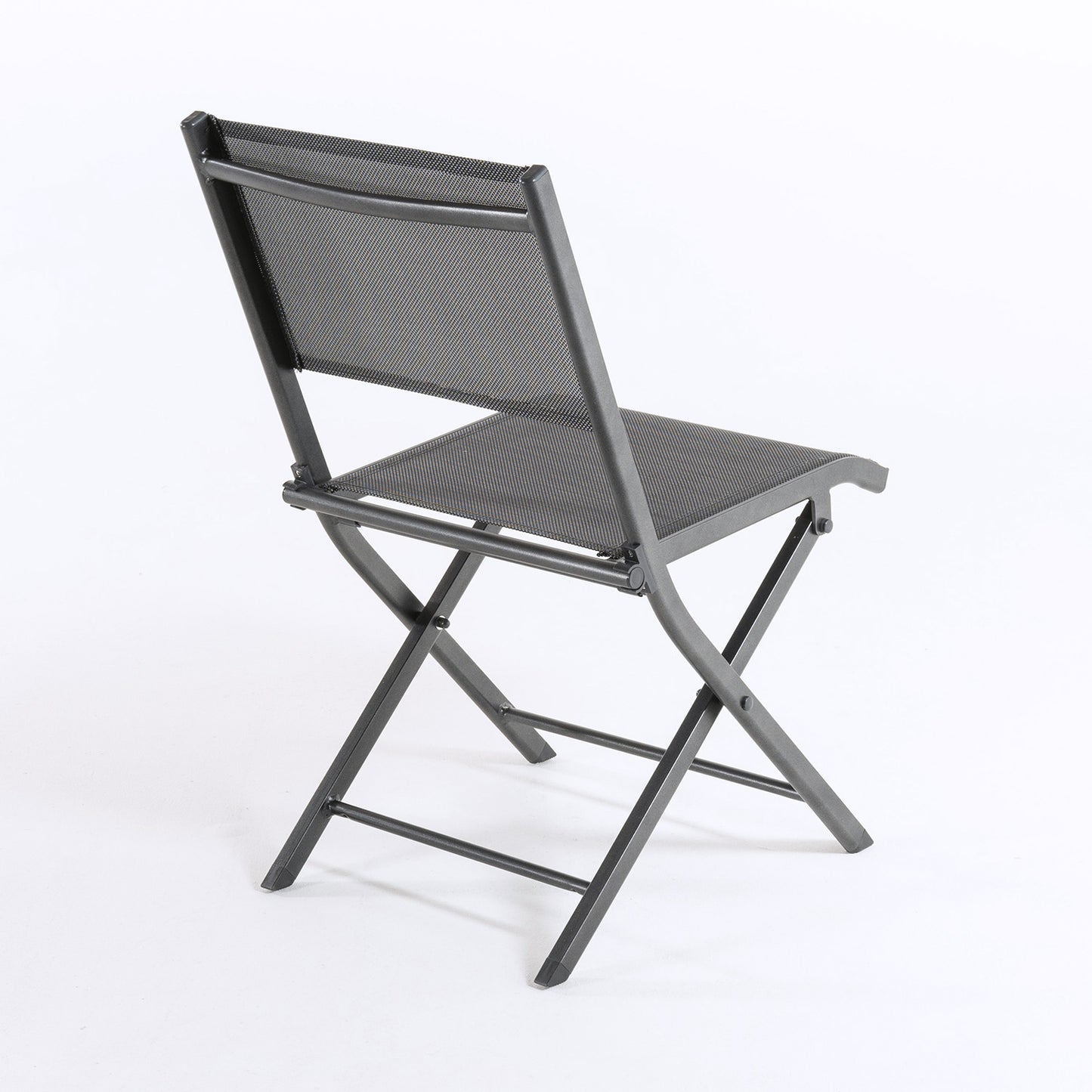 Silla De Exterior Plegable, Tamaño: 48x48x84 Cm, Aluminio Doble Reforzado Color Antracita, Textilene Color Plata Y Negro_3