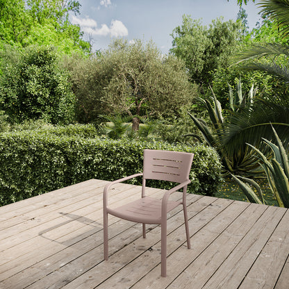 Lote De 4 Sillas Apilables De Jardín Inari Aluminio Topo Nuez Moscada - Muebles De Jardín -56x58xh85cm_4