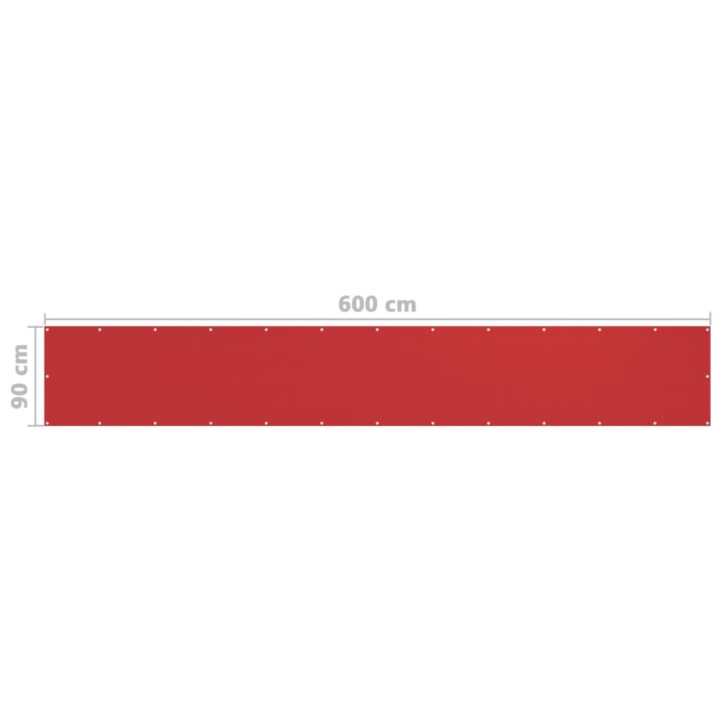 Vidaxl Toldo Para Balcón Hdpe Rojo 90x600 Cm_4