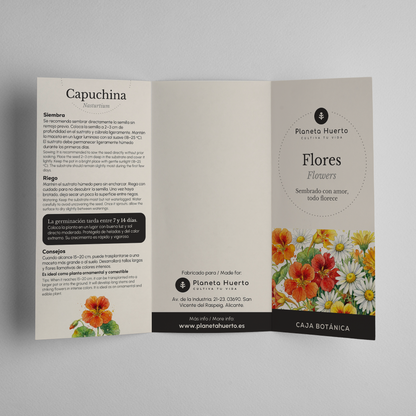 Caja Botánica: Flores "Sembrado con amor, todo florece" Planeta Huerto